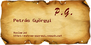Petrás Györgyi névjegykártya